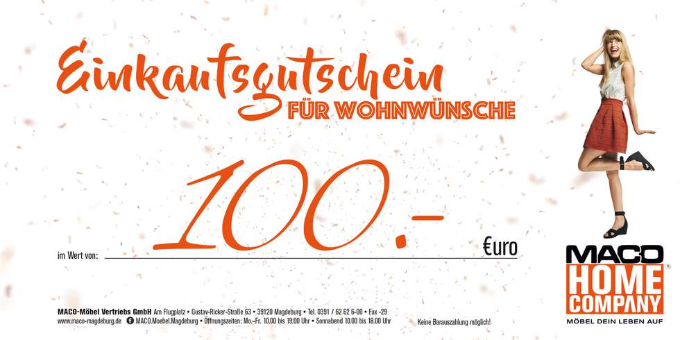 Beendet! 10. Dezember 100€ Gutschein für Maco Home